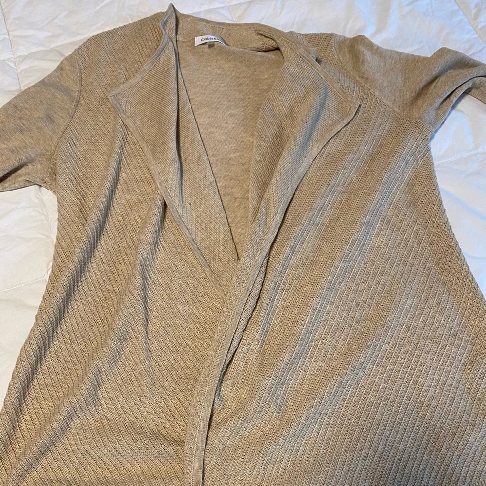 Calvin Klein Beige Open Front Sweater